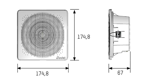 Dimensions of the Harmonys ceiling speaker