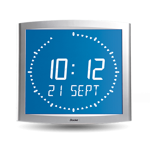 Timeless backlit LCD clock in a contemporary design Opalys Ellipse