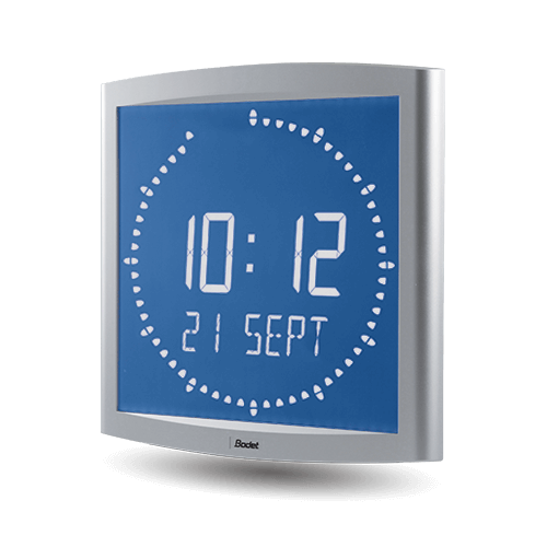 Timeless backlit LCD clock in a contemporary design Opalys Ellipse