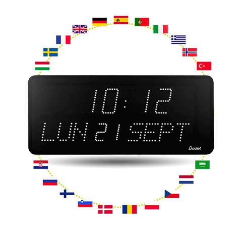 Style 10 Date LED clock - date display in different languages Style 10 Date LED clock - date display in different languages