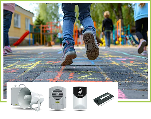 Which class change system and lockdown alert device to install in a nursery or primary school?