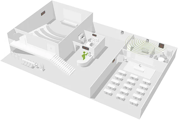 Le Microphone Harmonys Multizone, idéal pour les grands bâtiments