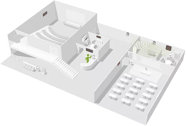 Das Harmonys Multizone-Mikrofon, ideal für große Gebäude