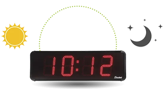 Die HMT LED 25 Uhr passt ihre Helligkeit automatisch an die Umgebung an.