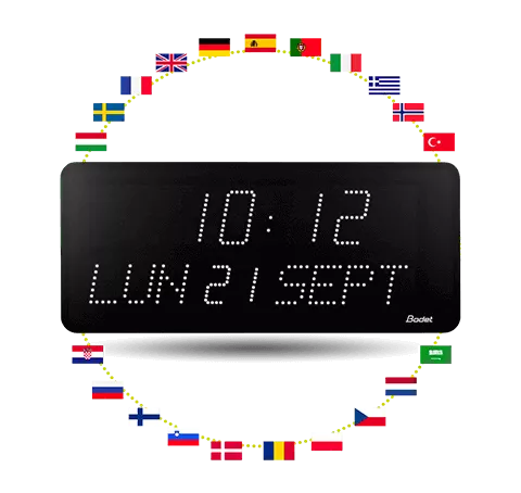 Style 10 Date LED clock - date display in different languages